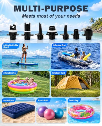 Electric Paddle Board Pump 25PSI Rechargeable Inflator with Auto-Off & Deflation