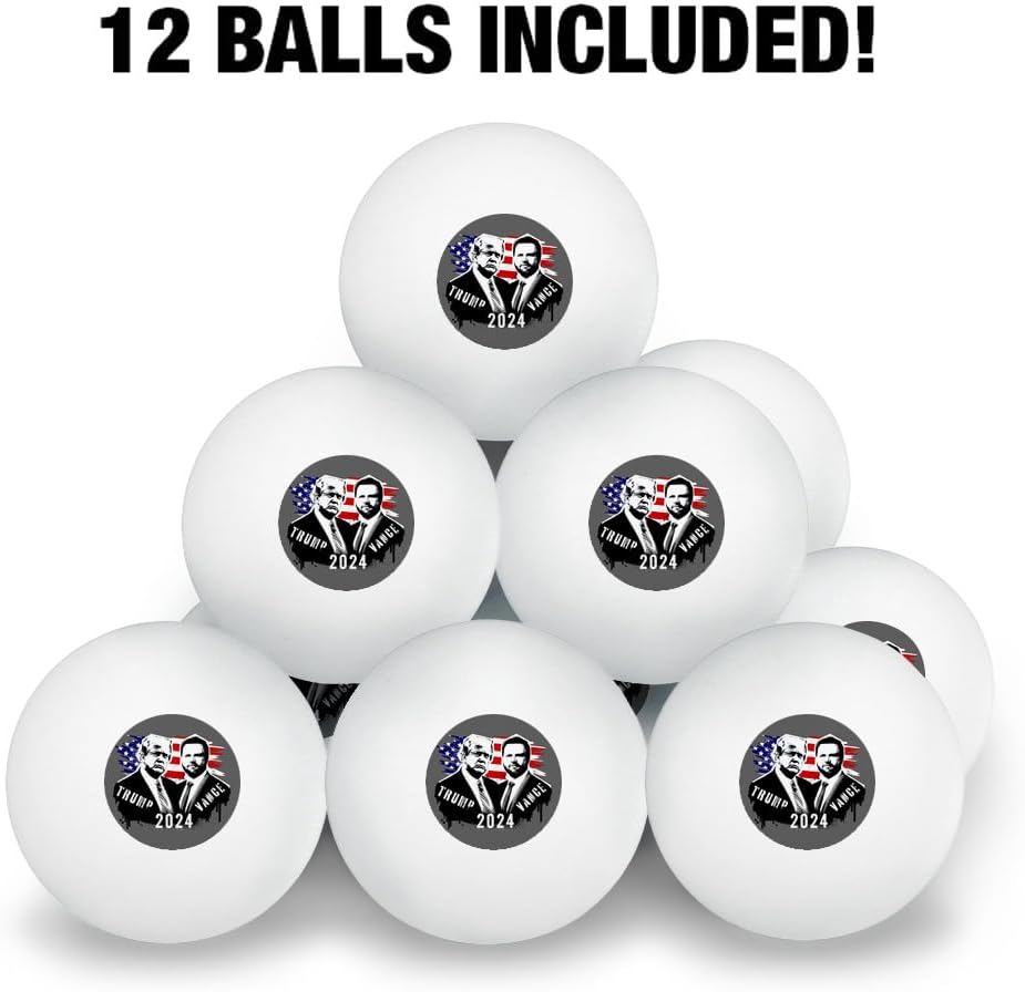 Trump Vance Spray Paint | 2024 Novelty Table Tennis Ping Pong Balls - 12 Pack with Storage Bag