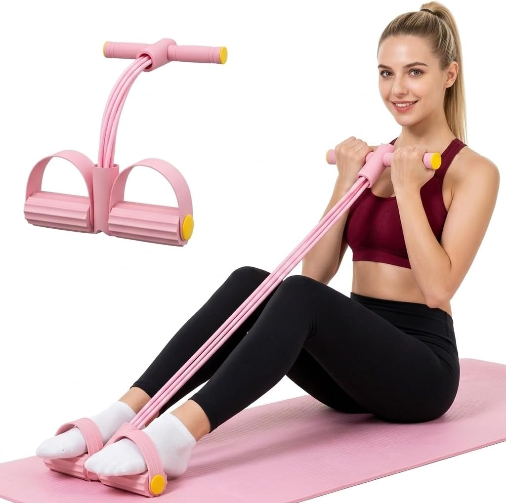 Skiennix Multifunctional Pedal Resistance Band - Heavy-Duty TPE Tubes for Full Body Workouts | 4/6/8 Tubes