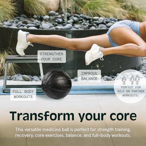 Retrospec Black 20 lbs Core Weighted Medicine Ball - Soft Touch Vegan Leather