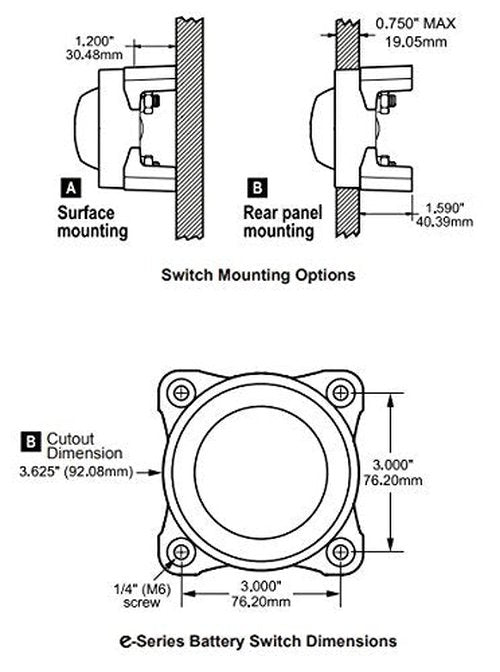 Blue Sea Systems 9004E Battery Switch - ON/OFF with Alternator Field Disconnect, 32V DC, 325A Red