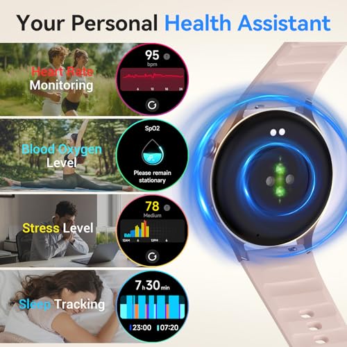 Rose Gold Fitpolo Smart Watch for Women 1.32” AMOLED Fitness Tracker