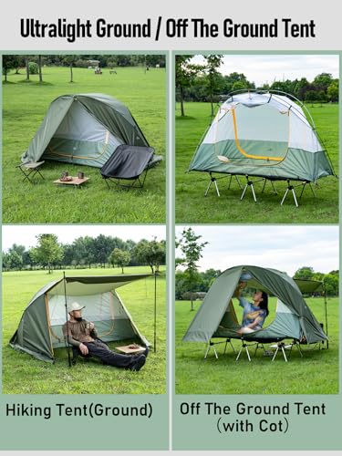 iClimb Ultralight 4-Season Solo Tent Waterproof with Snow Skirt - Green