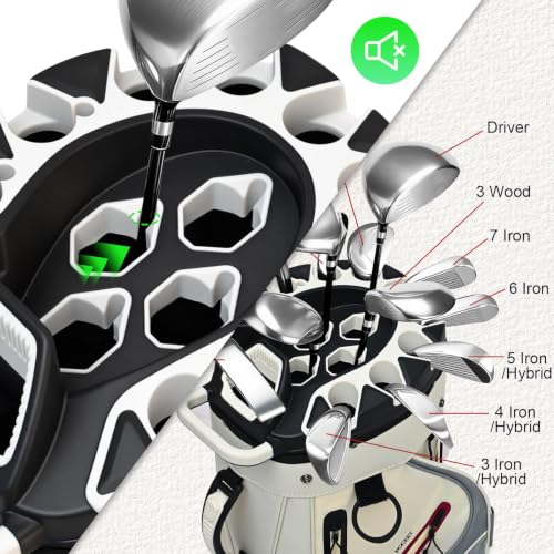 White 14-Way T-Lock Golf Cart Bag with Full-Length Dividers & 9 Pockets