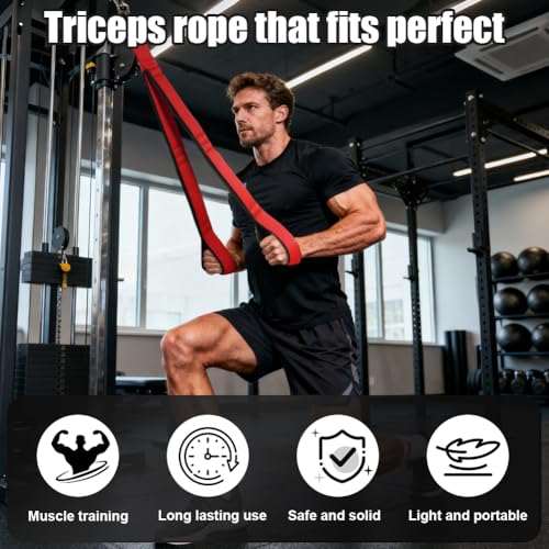 Heavy Duty Tricep Rope Cable Attachment for Pushdowns - Black