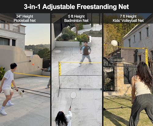 10 ft 3-in-1 Portable Badminton Volleyball Pickleball Net Set for Backyards