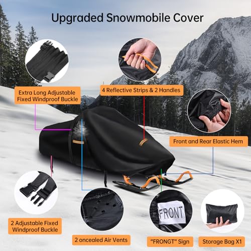 Extra Thick Waterproof Snowmobile Cover 420D Oxford Fabric with Windproof Buckles