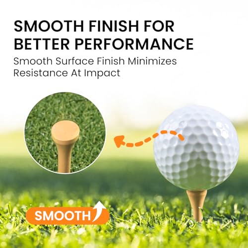Golf Tees Wood Bulk 500 Count Natural 1.5 Inch - Durable Bamboo Practice Tees