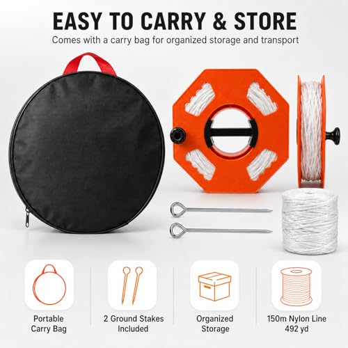 Baseball & Softball Field Marking String Winder Set with Nylon Cord and Ground Anchor