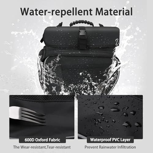 Waterproof Double Panniers Bike Bag 36L with Rain Cover Black - Stable Cycling Storage
