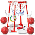Red Pool Basketball Hoop Toys for Kids and Adults - 2-in-1 Floating Water Game Set with Rings & Balls