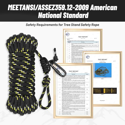 Reflective Tree Stand Safety Rope - 30FT Hunting Lifeline with 3 Pieces