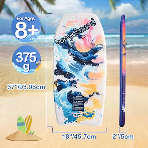 Wham-O 37" Beach Wave Bodyboard 2-Pack for Kids & Teens with Wrist Leash