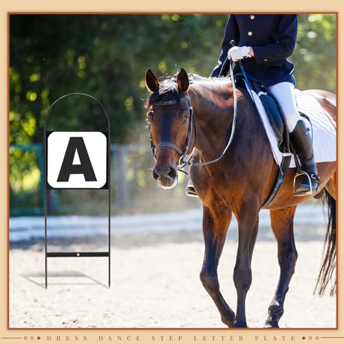 Soaoo Dressage Arena Markers Set - 8 Black Steel Letters A B C E F H K M for Equestrian Training
