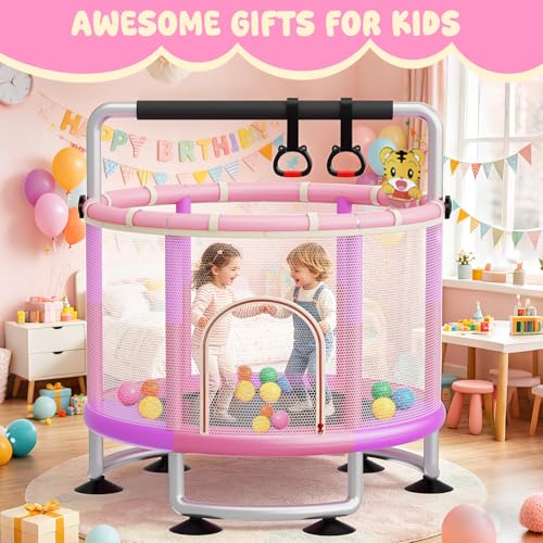 60-Inch Toddler Trampoline for Kids - Light Purple 5-in-1 Indoor Outdoor Bouncer