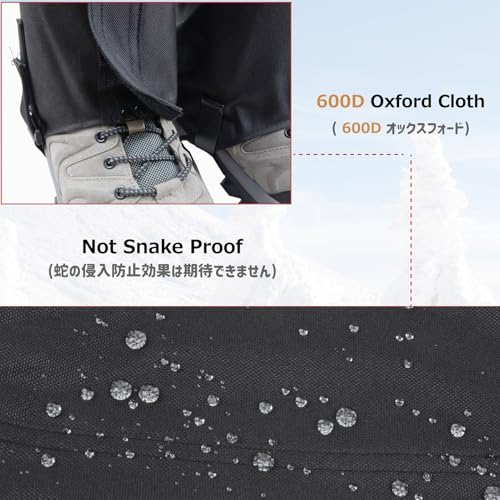 Waterproof Hiking Gaiters for Men Women Ankle Leg Cover Snow Trail Gear - Black Medium