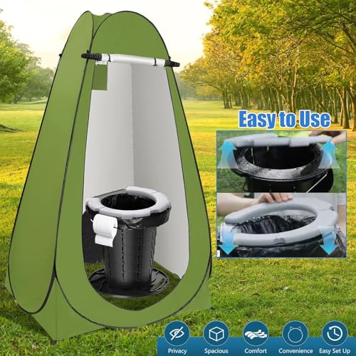 Portable Camping Toilet Kit with Privacy Tent – Collapsible & Adjustable