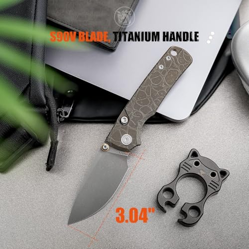 Vosteed Porcupine TiSlim™ Knife - 3.04" S90V Blade, Titanium Handle, Acid Wash Copper