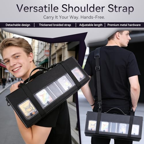 Cortile MTG Commander Deck Box 8-Deck Modular Case with Dice Trays & Shoulder Strap — Black Grey / 8-Deck Version