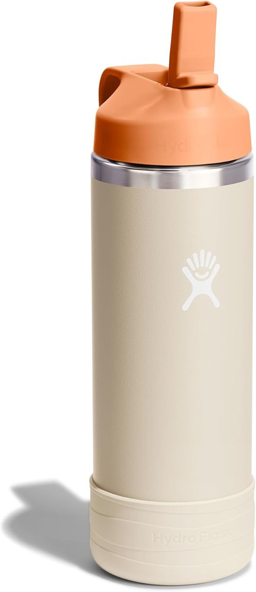 Hydro Flask Kids Water Bottle - Insulated Stainless Steel with Straw Cap | 18 Oz Coconut