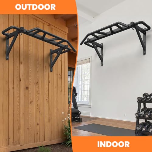Heavy Duty Wall-Mounted Pull Up Bar 600 lbs Capacity, 14 Grip Positions for Home Gym