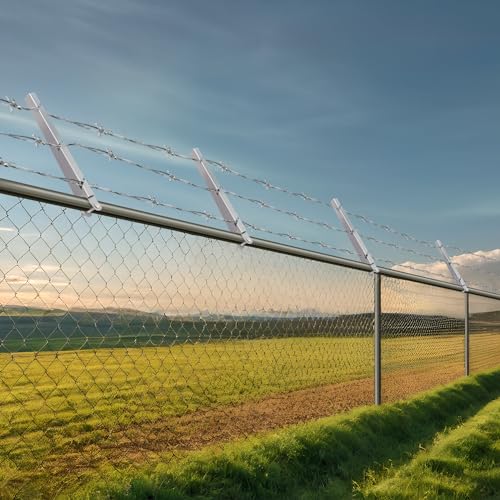 10 Pack 1-3/8 Inch Chain Link Fence Barbed Wire Extension Arms - Silver, Adjustable