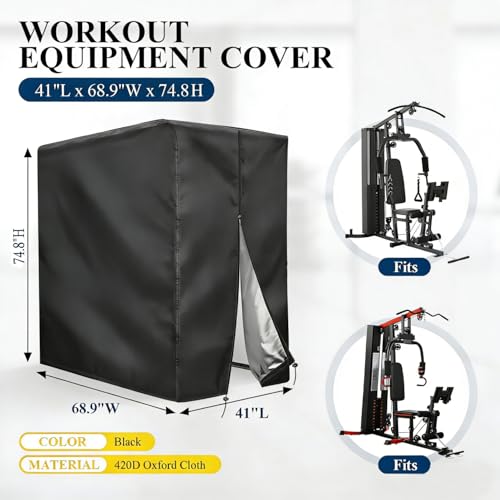 Weatherproof Outdoor Workout Equipment Cover 41L x 68.9W x 74.8H - Fits Most Gym Machines