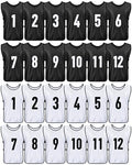 Yahenda 24 Pcs Soccer Pinnies Adult Vests - Large White & Black, Numbered Sports Bibs