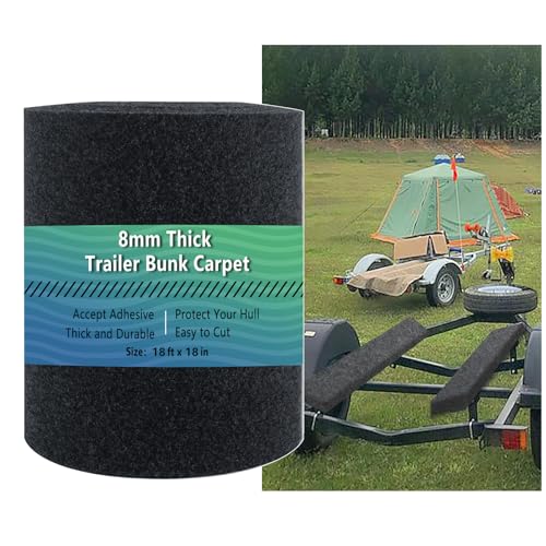 Boat Trailer Bunk Carpet 18ft x 18in - 8mm Thickness for Boat & Jet Ski Trailers (Black)