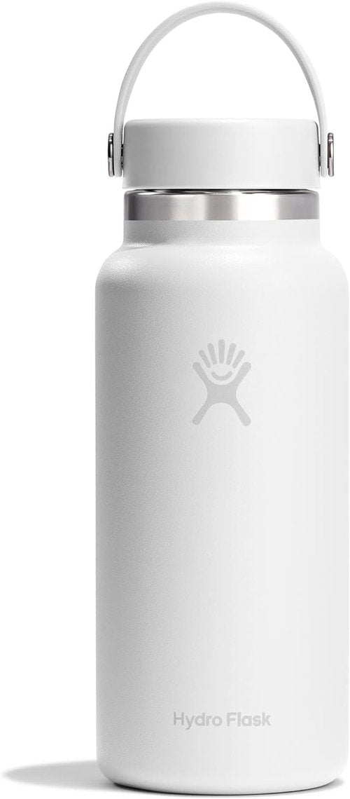 Hydro Flask Water Bottle - Insulated Stainless Steel - 32 Oz Wide Mouth Flex Lid, Leakproof & Refillable in Tonal White