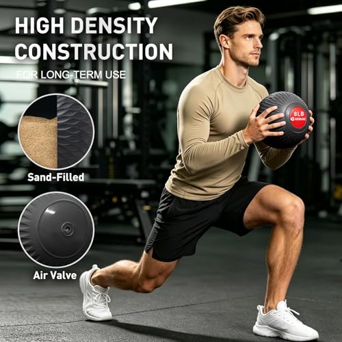Weighted Slam Ball for Exercise & Workout - Black, 8 LB