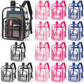 16-Pack Clear PVC Student Backpack - 17 Inch Transparent Bookbag in 4 Colors, Stadium Approved