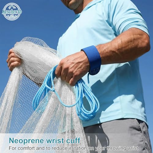 Cast Net with Bucket 4ft Radius 3/8" Mesh Fishing Net Bait Catching Equipment