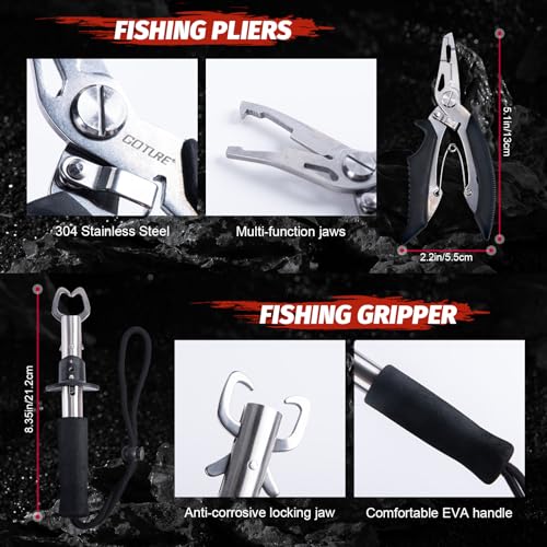 Goture Fish Fillet Knife Set - 11PCS Fishing Tool Kit with Storage Bag & Accessories