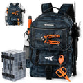 KastKing BaitSpace 50L Fishing Backpack with 4 Tackle Boxes & Rod Holders, Blue Camo