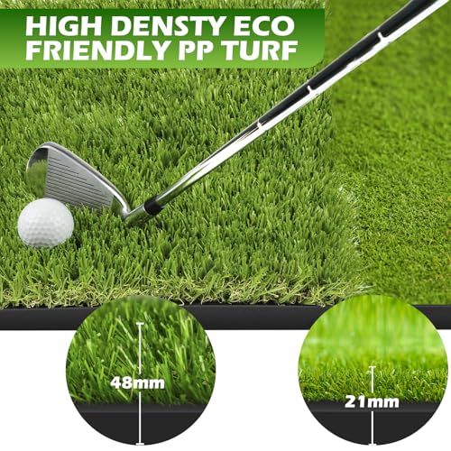 5x4ft Golf Hitting Mat with Shock Absorption Turf & Ball Tray for Indoor & Outdoor Practice