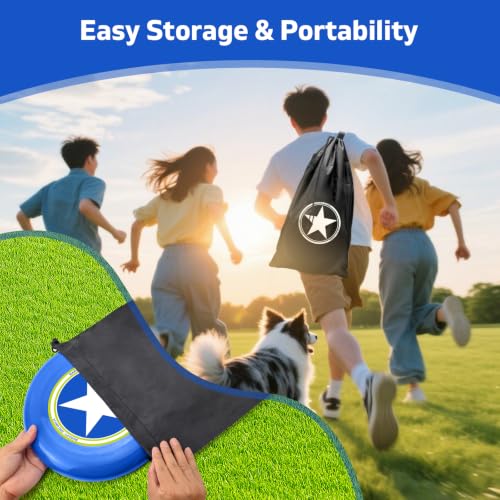 175G Flying Disc Game Set with Adjustable Poles and Score Tracker for Outdoor Fun
