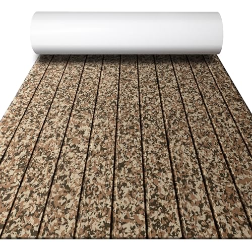 Focean Camo Marine EVA Foam Boat Flooring 94x23 Inch, Non-Slip Decking for Boat & RV, Stripe-Camo Brown