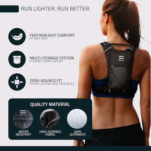 Sub90 Running Hydration Vest No-Bounce Water Pack - Edgy Black, M-L-XL
