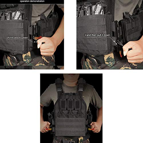 Tactical Outdoor Carrier Vest - Black, Adjustable, Padded MOLLE System