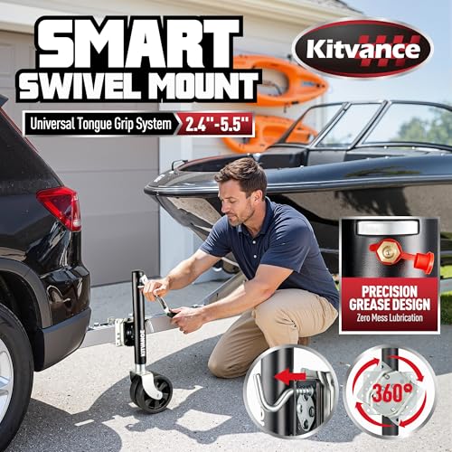 Durtschi 2000LBS Boat Trailer Jack with 8-inch Dual Wheels, Ergonomic Handle, Fits 2.4-5.5 inch Tongues