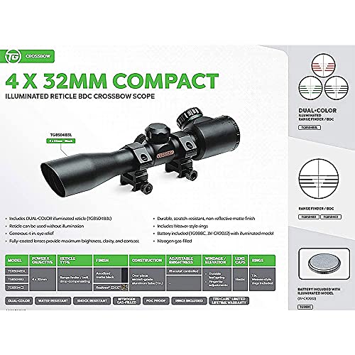 Truglo 4x32mm Compact Scope with Illuminated BDC Reticle - Black