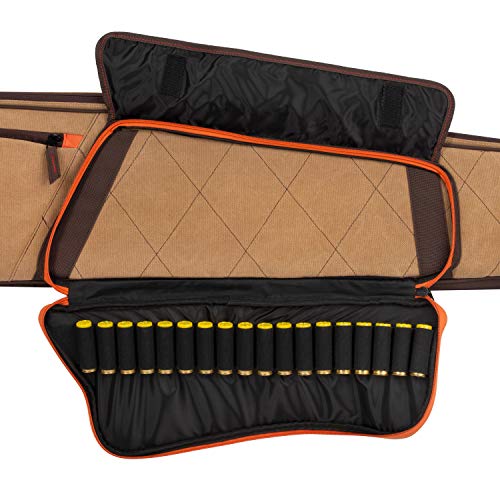 Allen Company Humbolt 52-Inch Shotgun Case – Cotton Canvas Gun Case with Quilted Interior, Padded Wrap Handle, Shell Loops & Storage Pockets – Tan/Brown