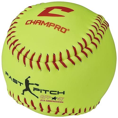 Champro Optic Yellow 12-Inch Recreational Fastpitch Softballs with Durahide Cover - 12 Pack