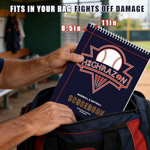 Baseball Softball Scorebook 35 Games Vertical 8.5 x 11 Inch with Stickers