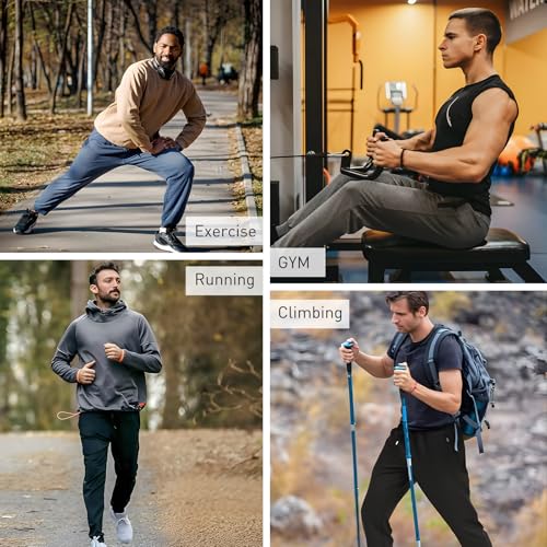 Mens Sweatpants with Pockets Gym Joggers - Athletic Casual Pants 5X-Large 4 Pack Black Navy Green Grey
