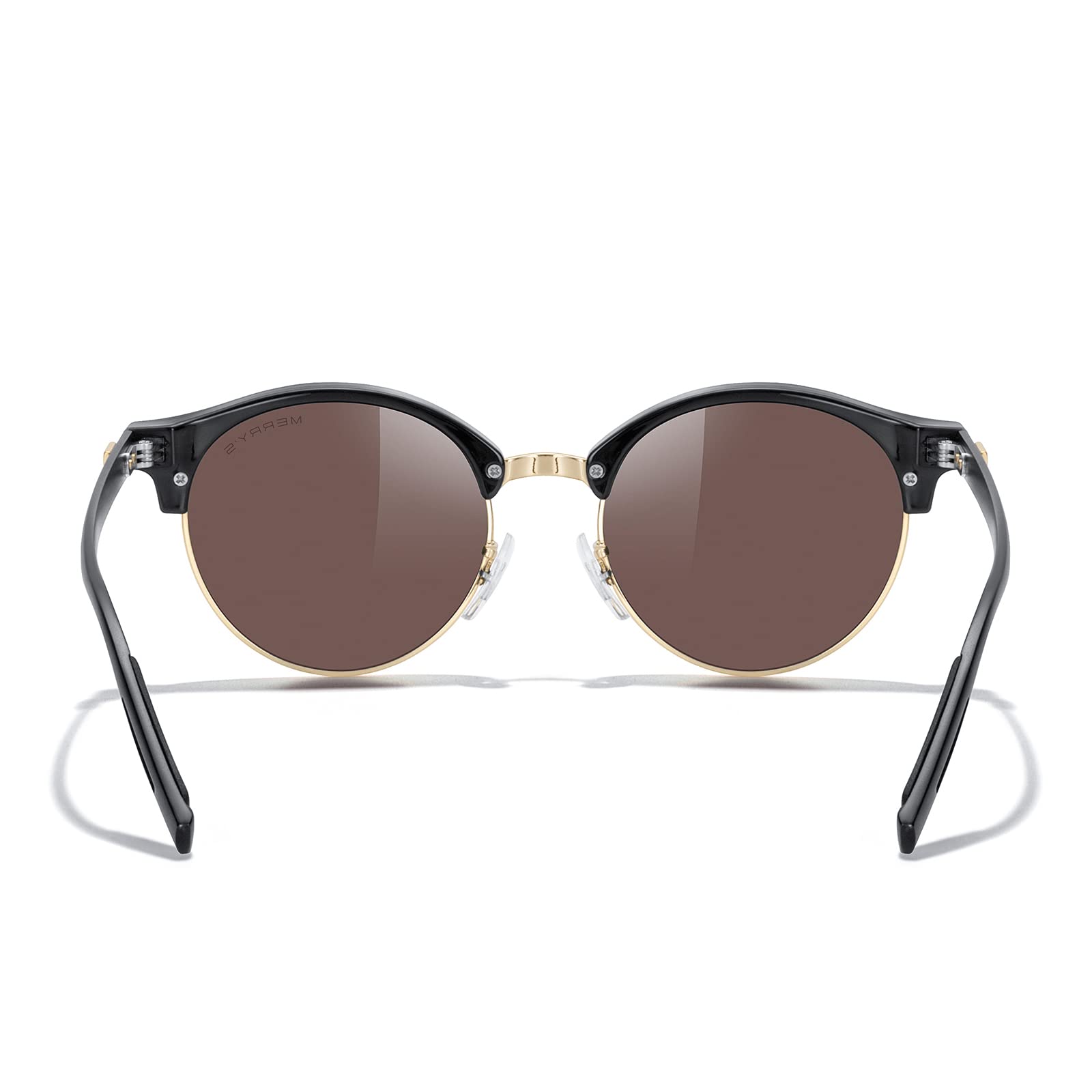 MERRY'S Round Polarized Sunglasses for Women Men Classic Retro Half Frame Aluminum Temples
