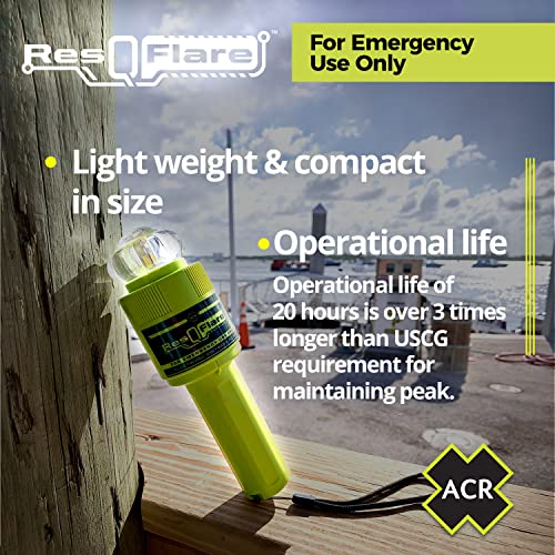 ACR ResQFlare Electronic Distress Signal & USCG Approved Flag - Water-Resistant, 6+ Mile Visibility
