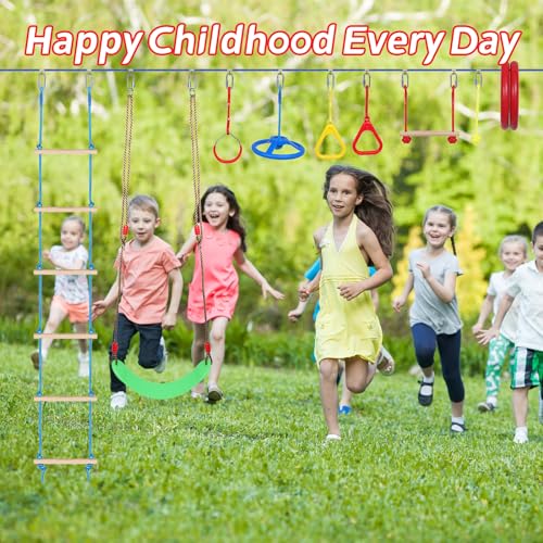 FAHKNS 65FT Ninja Warrior Obstacle Course for Kids & Adults Backyard Play Set