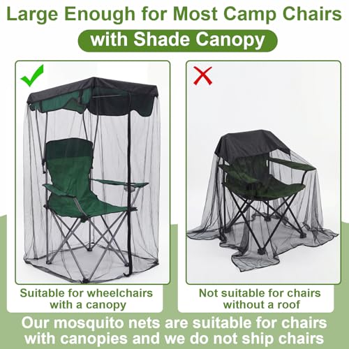 Yahenda Mosquito Net for Canopy Chair - Waterproof Mesh Cover with Zipper, 63" H